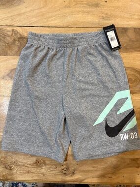Boys Nike Gray Shorts with Mint Accent and Black Swoosh
